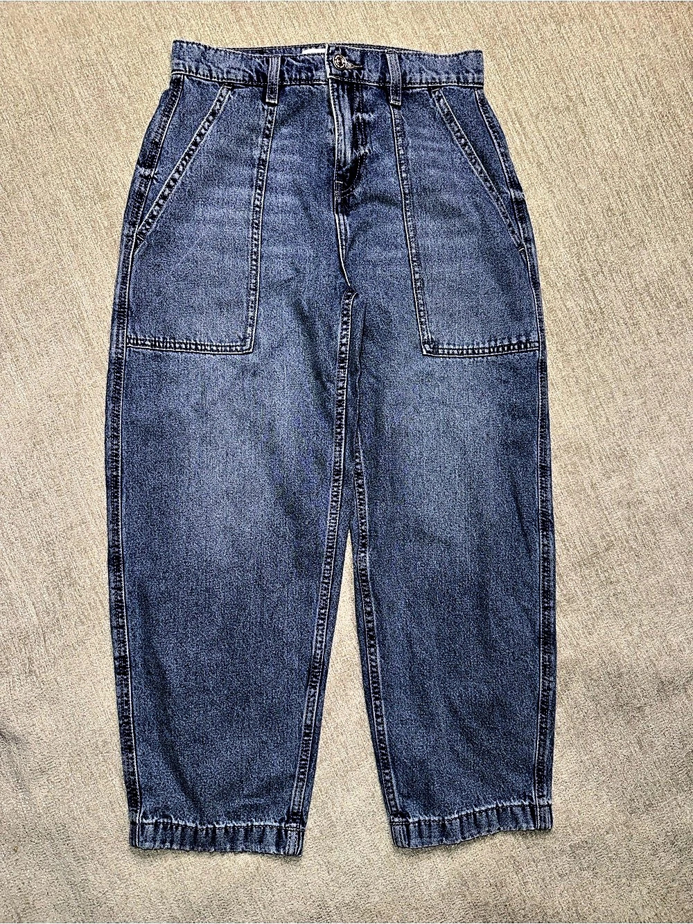 DKNY Jeans High-Rise Utility Barrel Jeans Blue Size 4